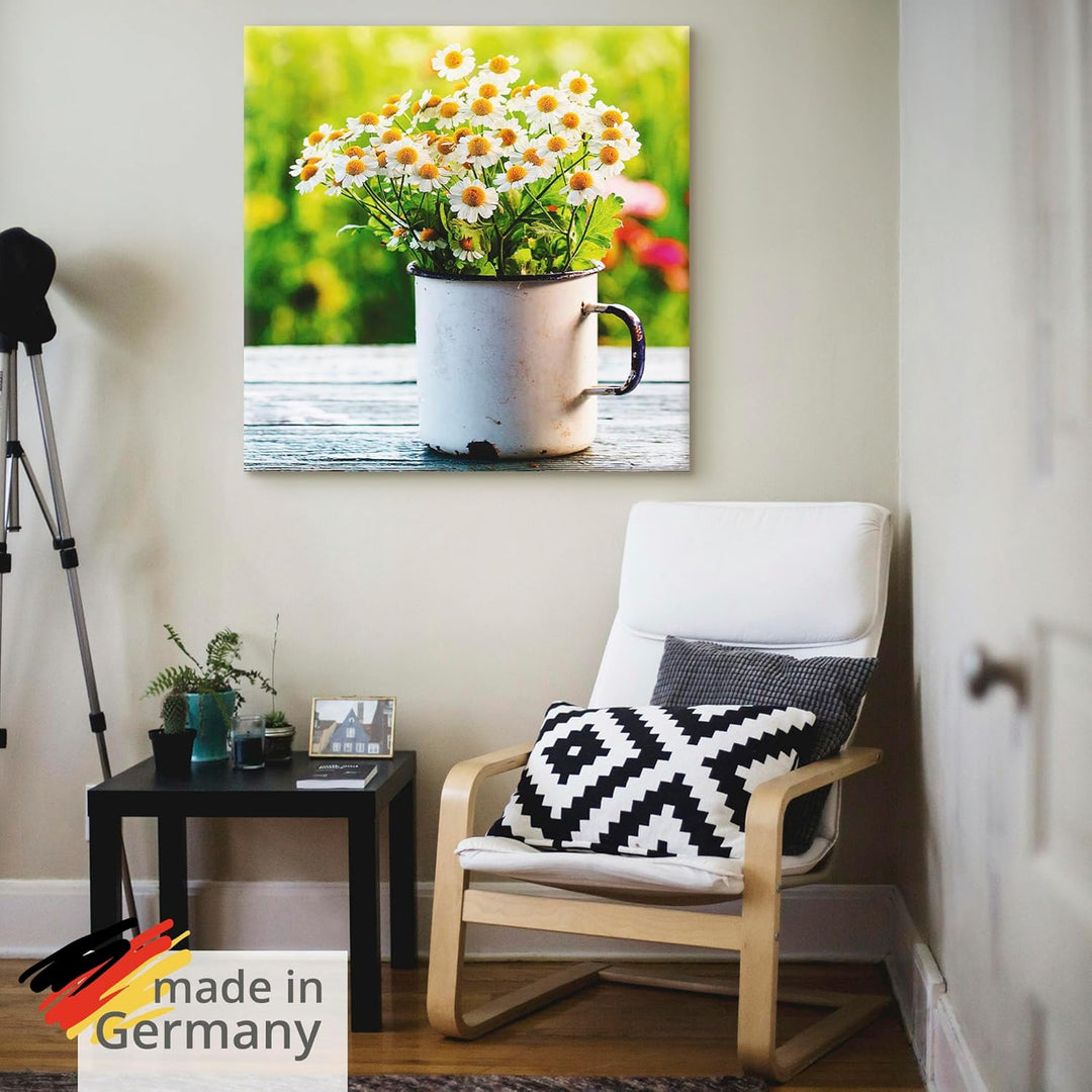 ARTland Leinwandbilder Wandbild Bild auf Leinwand 40x40 cm Botanik Blumen Gänseblümchen Fotografie G