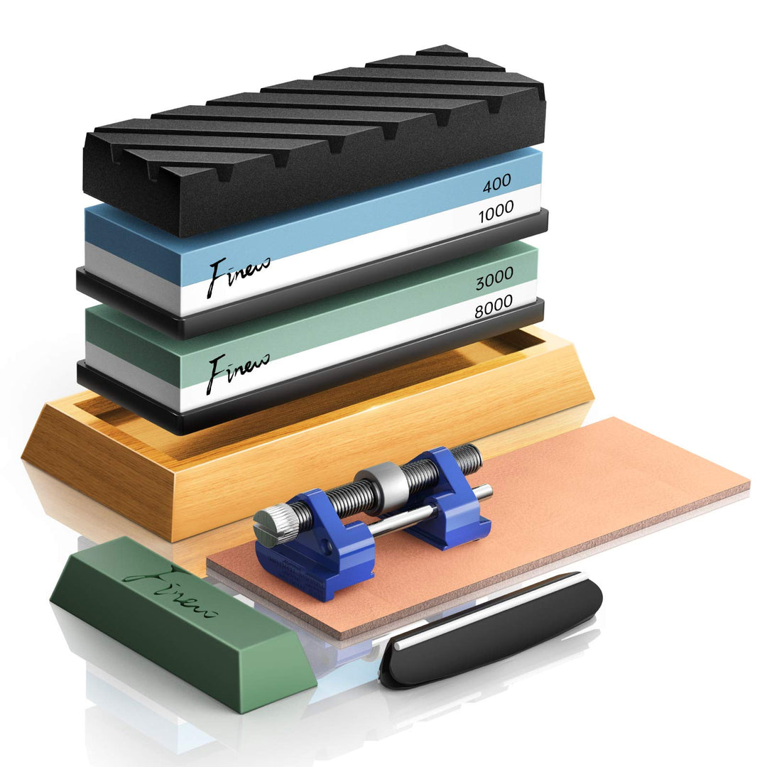 Schleifstein Set, Finew Prämie Wetzstein Doppelseitig 400/1000 3000/8000 Grit, Abziehstein für Messe