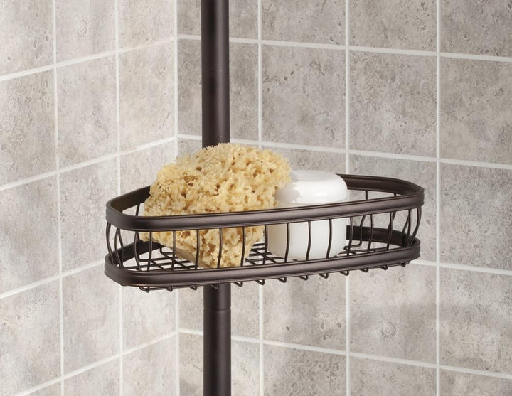 mDesign Teleskop Duschregal - ohne Bohren zu montierende Duschablage aus Metall - ideal für Shampoo,