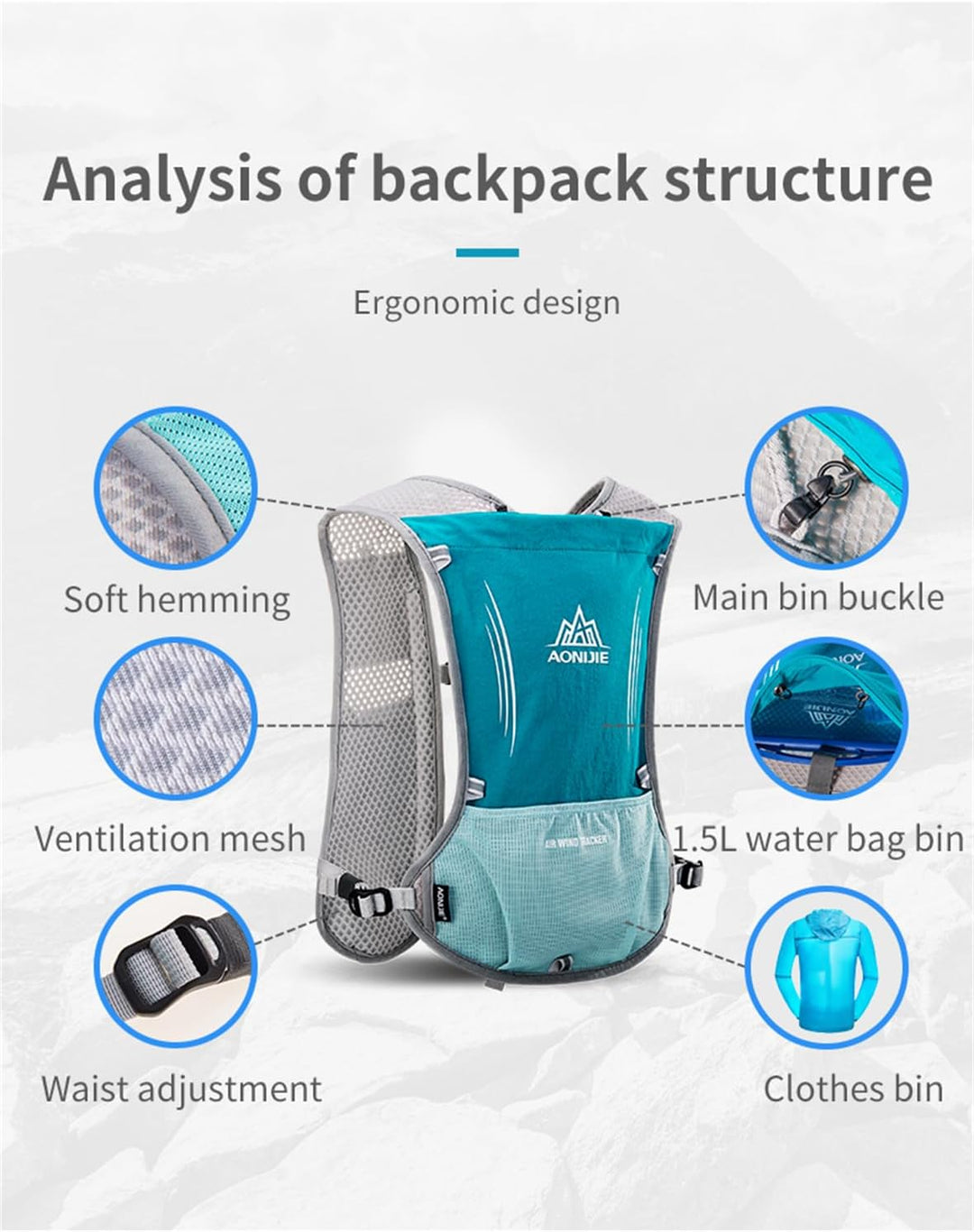 Laufrucksack Trinkrucksack 5L Leichter Laufen Rucksack Fahrradrucksack mit Optional Trinksystem für