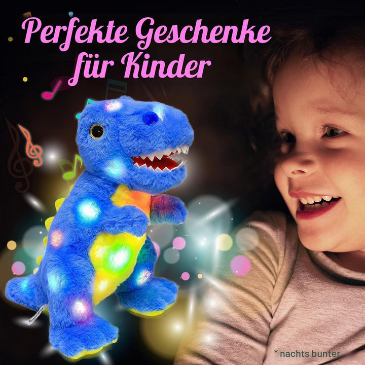 Blau Dinosaurier LED Plüschtier mit Licht up Plüsch T-Rex Plüschtiere Spielzeug, Dino Kuscheltier St
