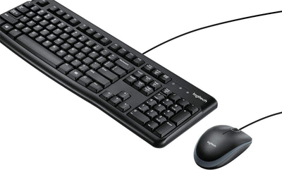 Logitech MK120 Kabelgebundenes Set mit Tastatur und Maus für Windows, US QWERTY-Layout - Schwarz