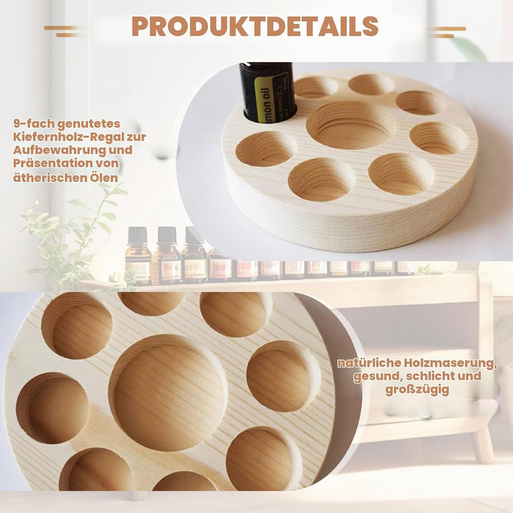 Honicemar 9 Loch Hölzern für Ätherisches Öl Display Ständer, Aromatherapie Öle Organizer – 4 Stück Ä