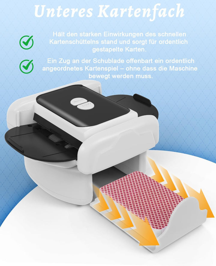 Kartenmischmaschine Elektrische für 2 Kartendecks, 2600 mAh Leise Shuffling-Maschine, Mischmaschine