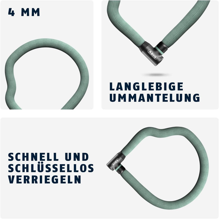 ABUS Kettenschloss Goose Lock 4204K - biegsames, klapperfreies Fahrradschloss aus gehärtetem Stahl -