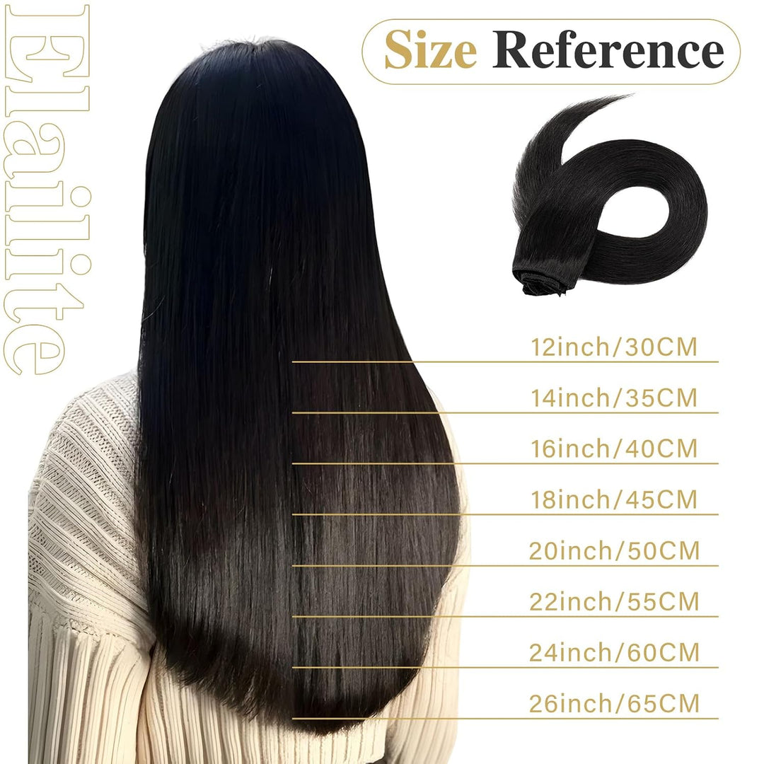 Elailite Clip in Extensions Echthaar, 8 Tressen Haarverlängerung, 20cm-45g Glattes Haarteile Haarext