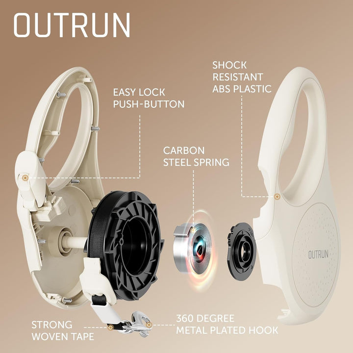 Outrun Einziehbare Hundeleine, 4,5 m, bis zu 25 kg, Starkes Nylonband, kein Verheddern, Robustes Ein