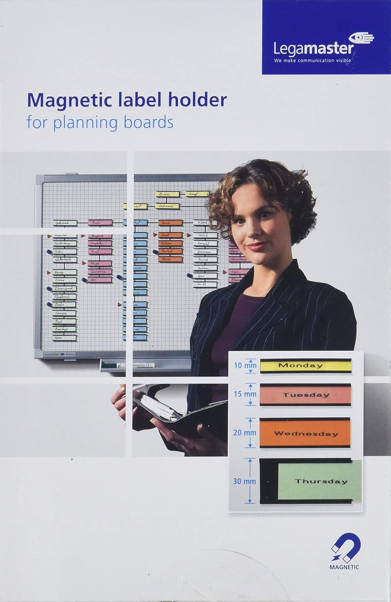 Legamaster 7-450400 Magnetische Etikettenträger für Whiteboards, 54 Stück, 20 x 60 mm, schwarz, 20 x