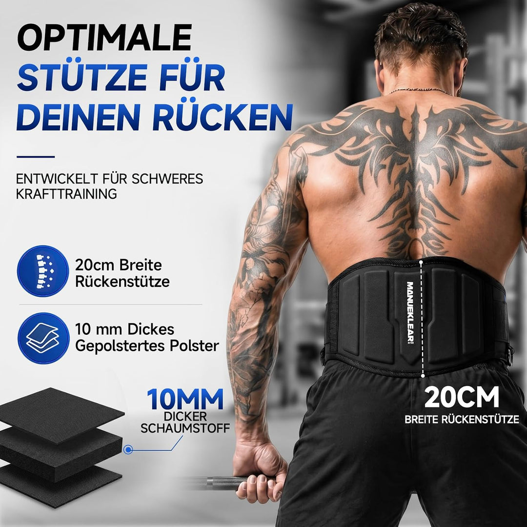MANUEKLEAR 4-in-1 Gewichthebergürtel mit Rückenstütze, Dip-Gürtel inkl. 97,8 cm Seil für Gewichtskli