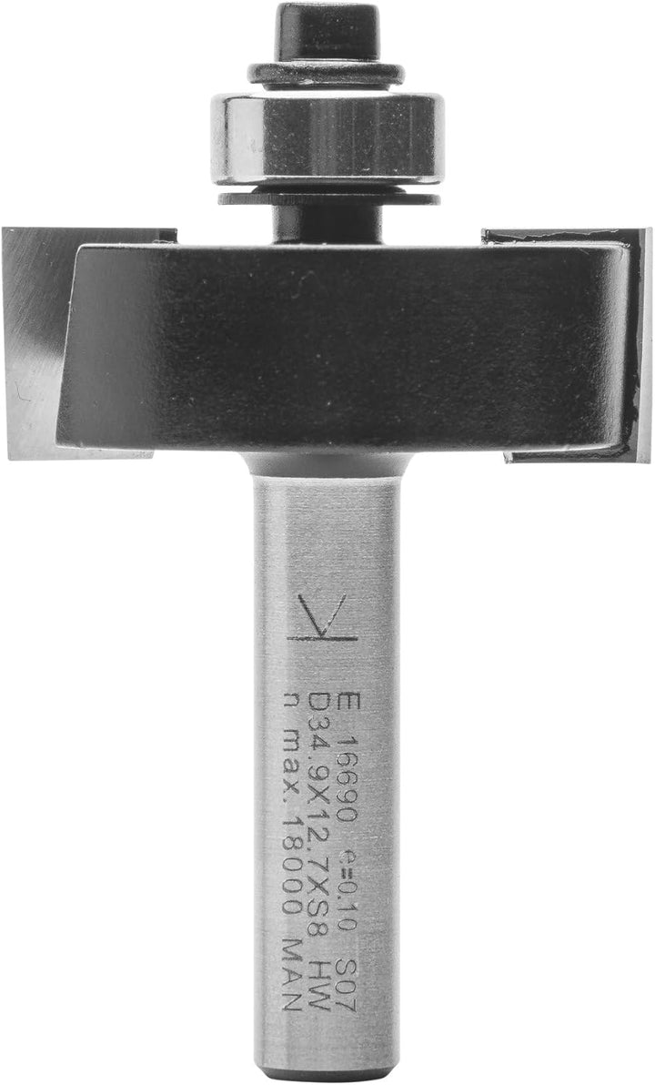 ENT 16690 Falzfräser Set HW, Schaft (S) 8 mm, Durchmesser (D) 34,9 mm, NL 12,7 mm, SL 32 mm, mit Kug