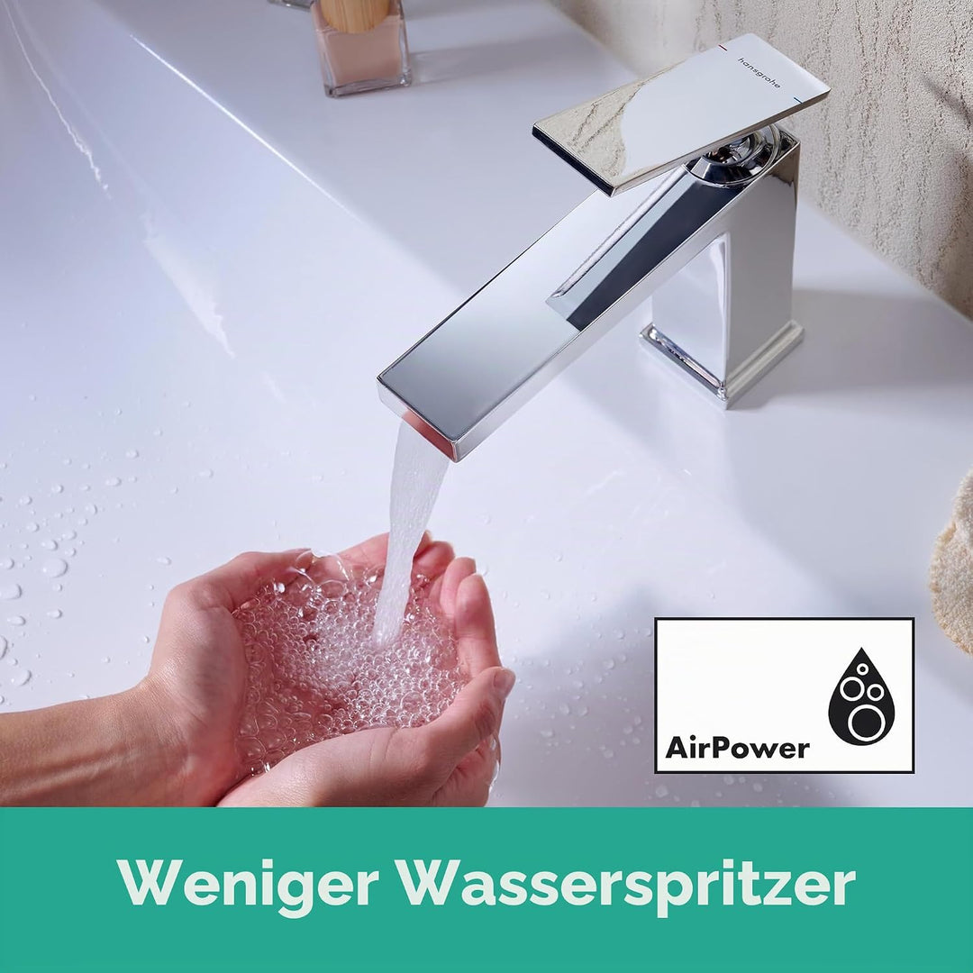 hansgrohe Tecturis E - Waschtischarmatur ohne Ablauf, Wasserhahn Bad mit Auslauf Höhe 117 mm, Mischb