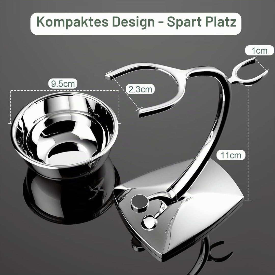GRUTTI 3-in-1-Rasierset für Männer,Rasierhobel Ständer + Rasierpinsel aus Dachshaarimitat + Rasiersc