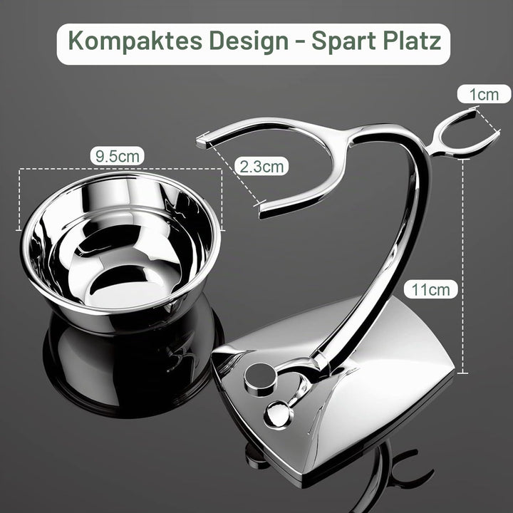 GRUTTI 3-in-1-Rasierset für Männer,Rasierhobel Ständer + Rasierpinsel aus Dachshaarimitat + Rasiersc