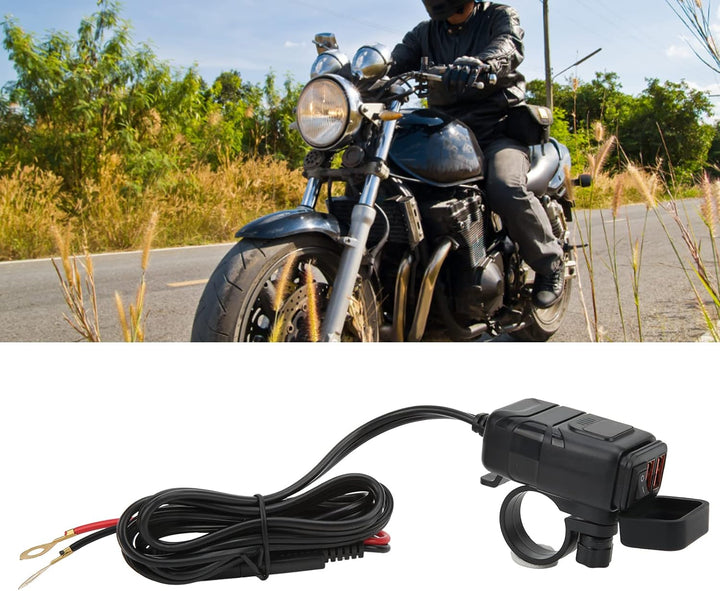 Fydun Motorrad Dual USB Ladegerät SAE zu USB Adapter mit Wasserdichtem Abdeckungsschalter Schnelllad