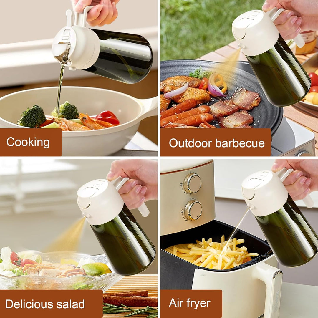 YARRAMATE 2 Stück 470ml Lichtblockierender dunkler Ölsprüher zum Kochen, 2-in-1 UV Schutz ölzerstäub