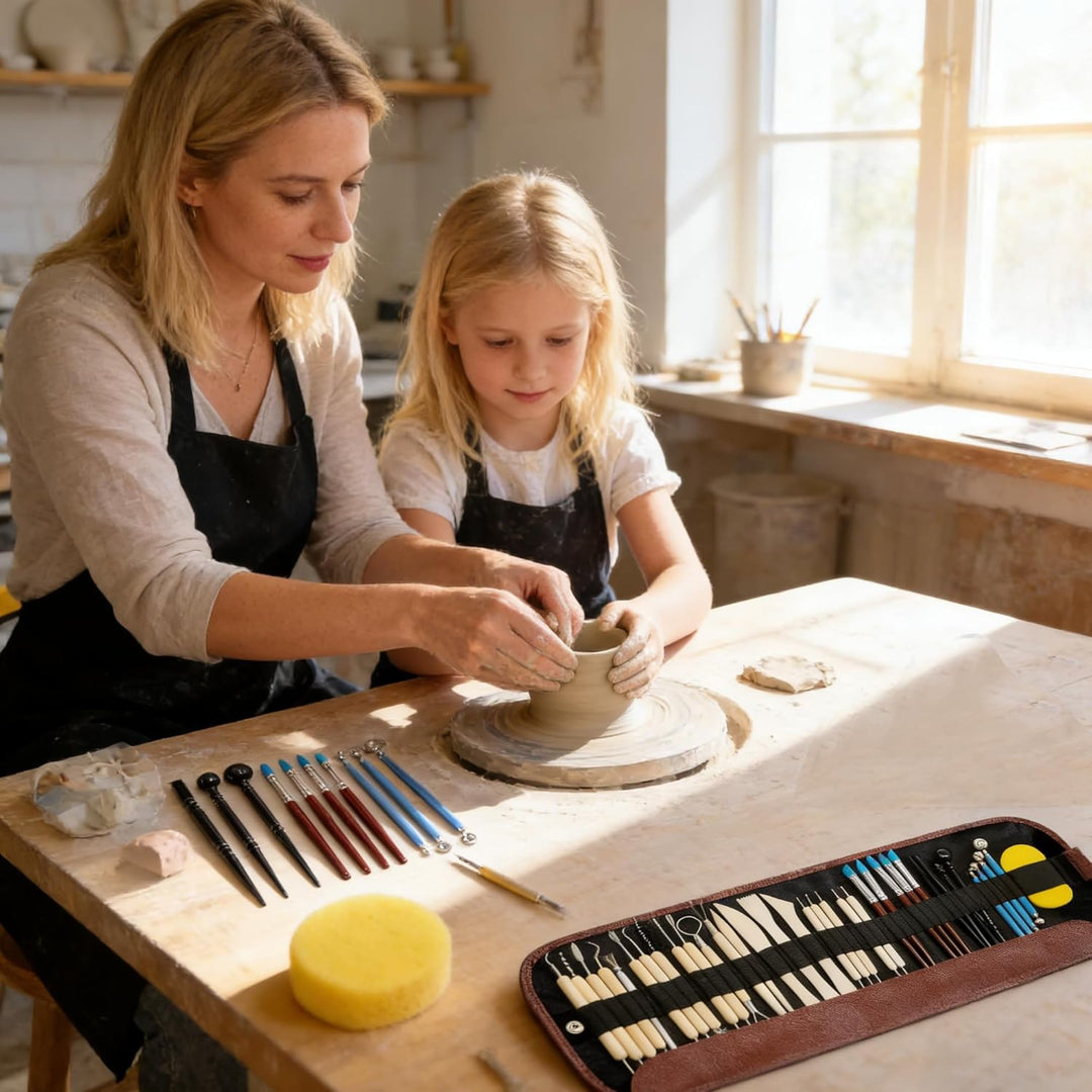 XFLYP 37 Stück Modellierwerkzeug, Carving Tools Clay Keramik Sculpting Ton Werkzeug mit Eine Aufbewa
