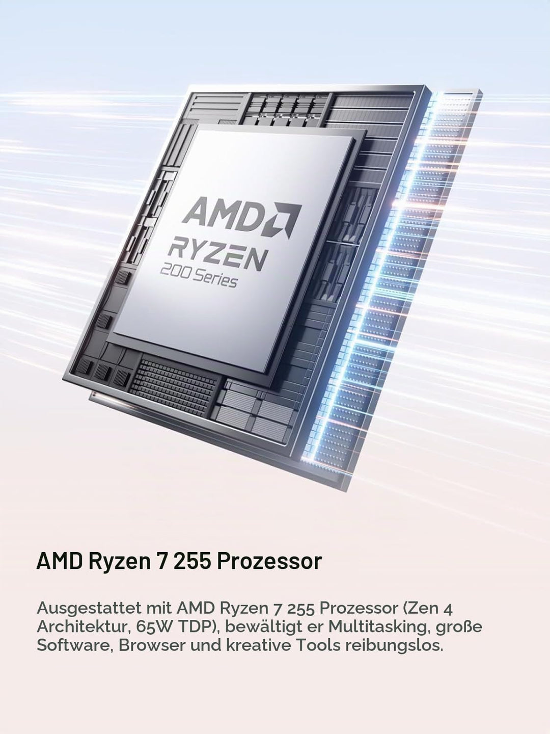 MINIS FORUM AI X1-255 Mini PC, AMD Ryzen 7 255 8 Kerne 16 Threads Prozessor bis zu 4,9 GHz, AMD Rade