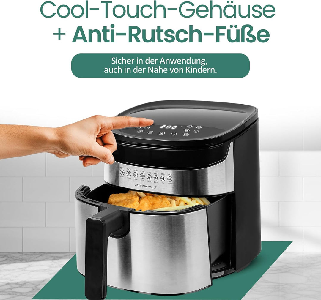 Emerio 4.5 Liter grosse digitale Heissluftfritteuse TOP AirFryer Frittieren ohne zusätzliches Öl 8 A