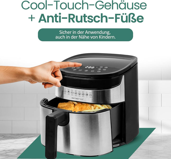 Emerio 4.5 Liter grosse digitale Heissluftfritteuse TOP AirFryer Frittieren ohne zusätzliches Öl 8 A