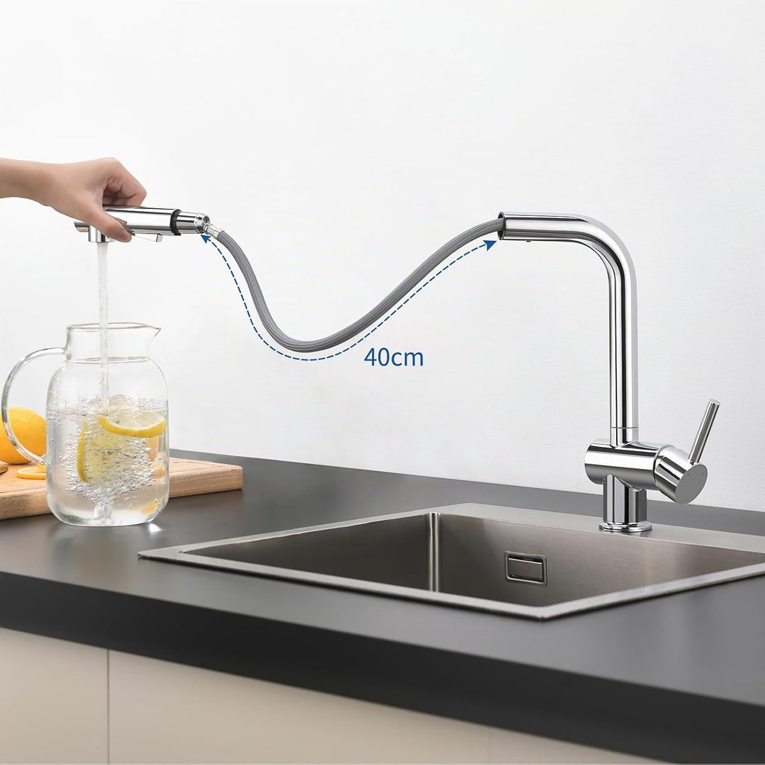 CECIPA Hochdruck Wasserhahn Küche Ausziehbar, Küchenarmatur mit Brause Zwei Strahlarten, Armatur Küc