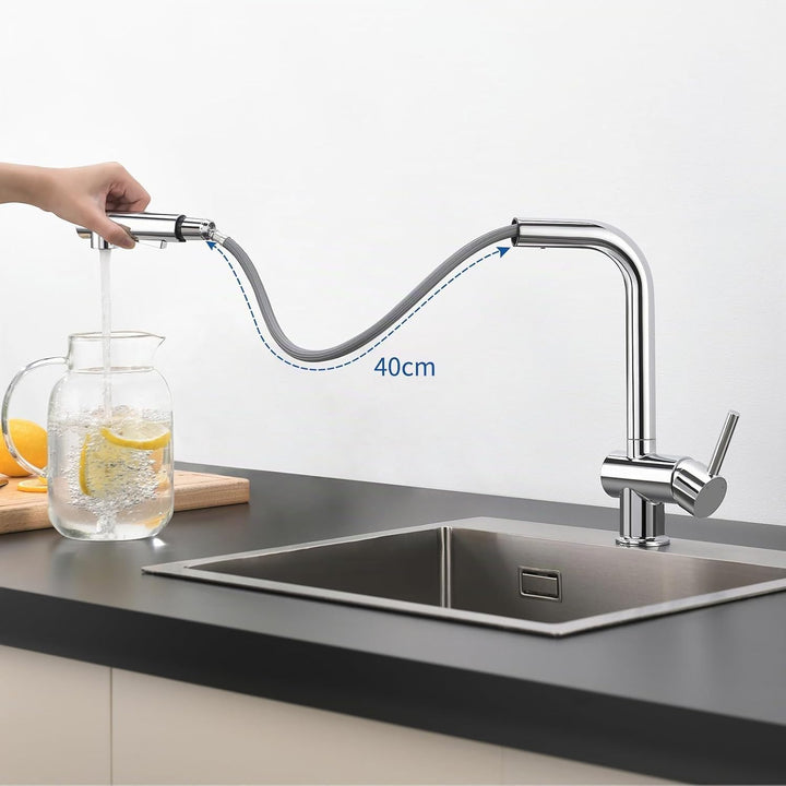 CECIPA Hochdruck Wasserhahn Küche Ausziehbar, Küchenarmatur mit Brause Zwei Strahlarten, Armatur Küc