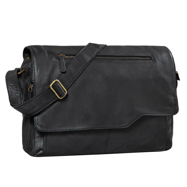 STILORD 'Marvin' Ledertasche Umhängetasche Modernes Vintage Design 15.6 Zoll Laptoptasche grosse Uni