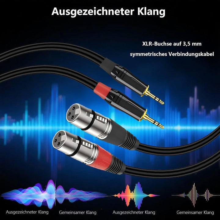 2 Pack XLR auf klinke 3,5mm Mikrofonkabel, 3.5mm TRS zu XLR weibliches 3 Pin Mikrofonkabel kompatibe