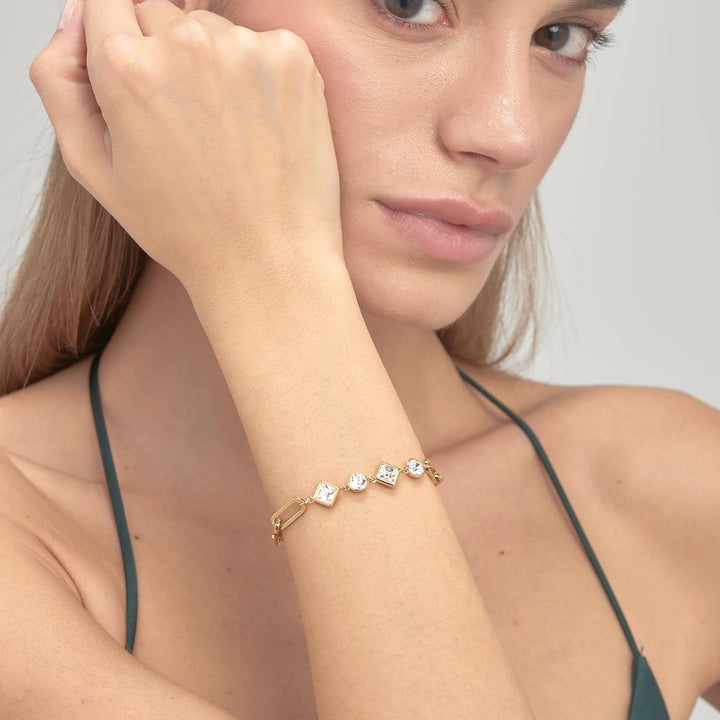 Brosway Emphasis Steel Woman golden Chain Bracelet with BEH14 Crystals