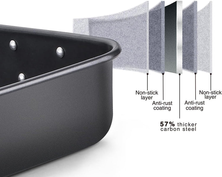 MGE - Auflaufform - Gratinform für Lasagne mit Griffen - Bräter aus Stahl mit Antihaft-Beschichtung