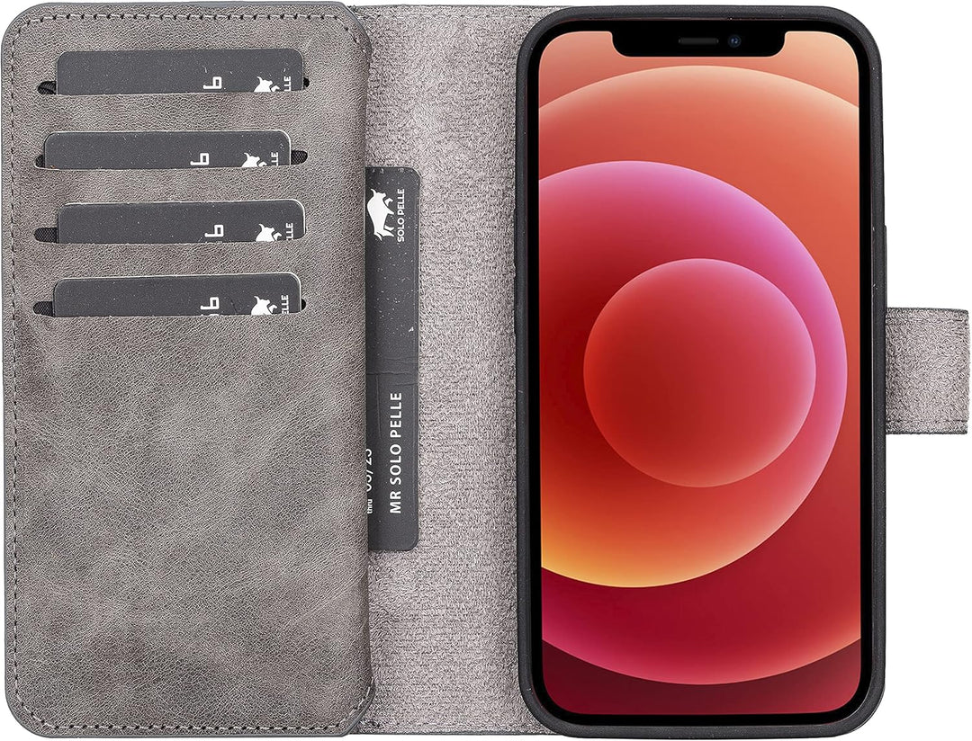 Solo Pelle Lederhülle kompatibel für iPhone 13 in 6.1 Zoll abnehmbare Hülle (2in1) Harvard Double in