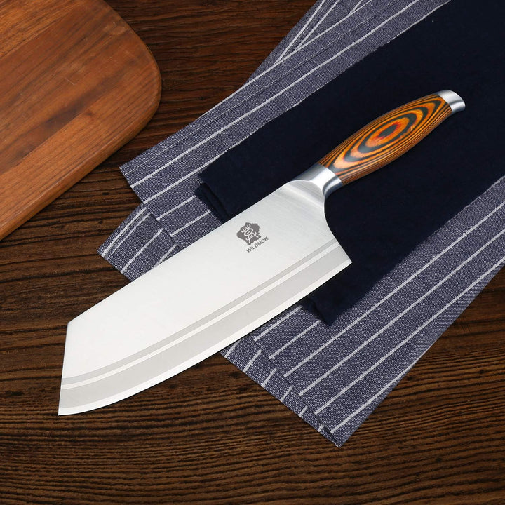 WILDMOK Nakiri Messer, professionelles asiatisches Hackmesser 20 cm - Deutsches Stahlfleischmesser m