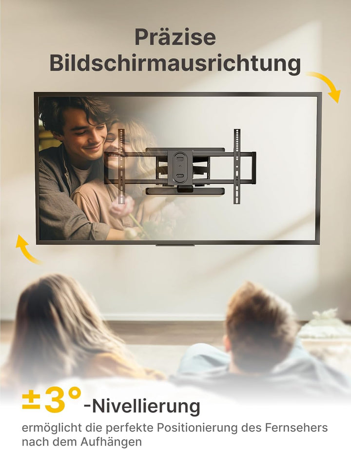 monTEK TV Wandhalterung für 43-95 Zoll Flach &amp; Curved Monitor bis zu 60kg, Schwenkbare und Neigbare