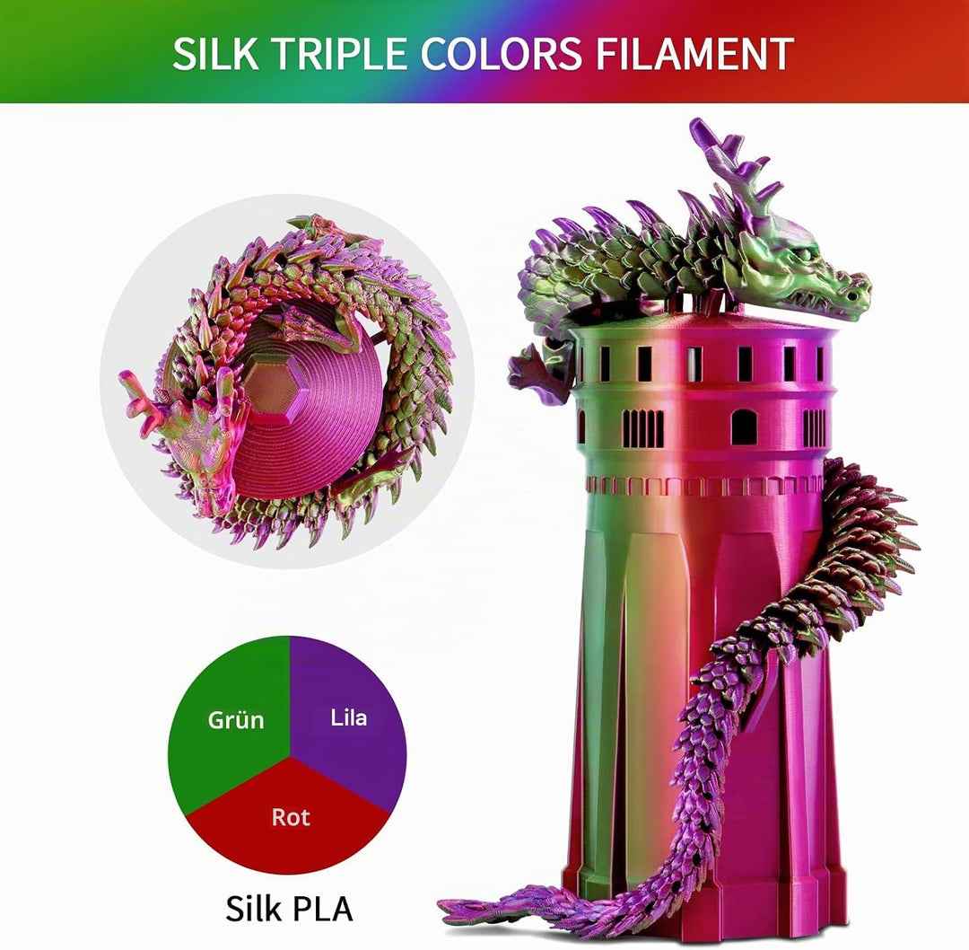 ERYONE Dreifarbiges Seiden PLA Filament 1.75mm,Seidiges Mehrfarbiges PLA-Filament für 3D-Drucker +/-