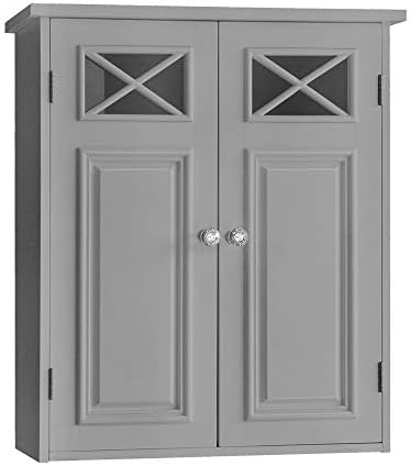 Teamson Home Badezimmer Dawson Wandschrank Mit Zwei Türen Grau EHF-6810G