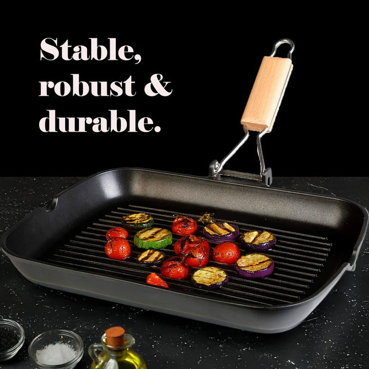 WECOOK! Ecostone Grillpfann Induktion Gewellt, 34 x 24 cm, Antihaftbeschichtung ILAG Ökologisch PFOA