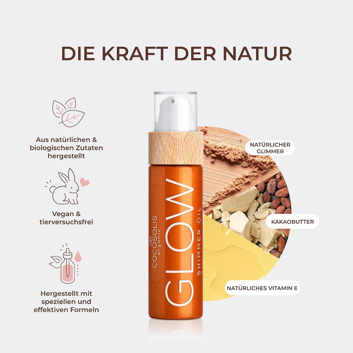 COCOSOLIS GLOW Shimmer Oil - Bio Trockenöl - Schimmerndes Körperöl mit glänzenden Partikel, Verleiht