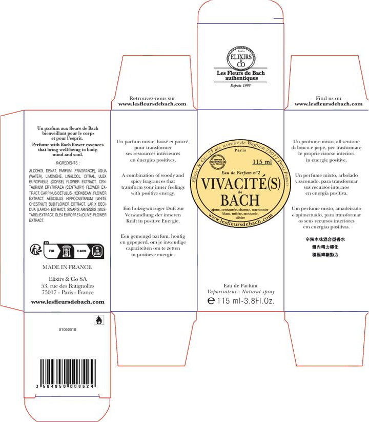 Elixirs &amp; Co Eau de Parfum Nr. 2 Vivacité aux fleurs De Bach Flacon Vaporisateur BIO, 115 ml