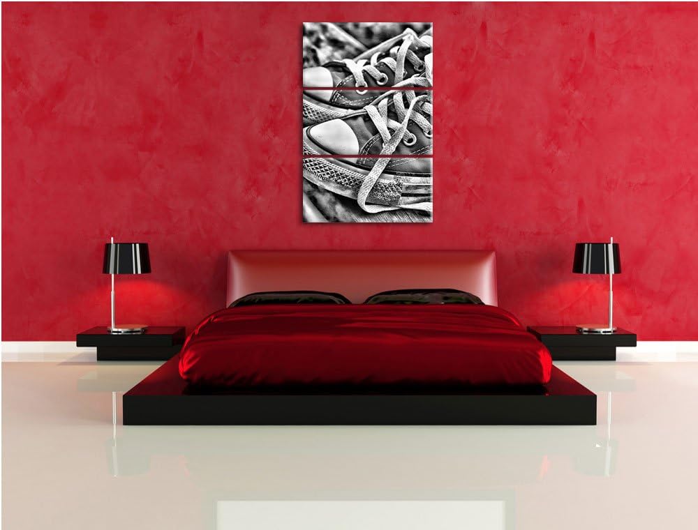 Pixxprint Trendige Schuhe als Leinwandbild/Grösse: 3 Teilig (120x80 cm) cm/Wandbild/Kunstdruck/ferti