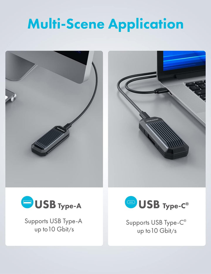 GRAUGEAR | M.2 NVMe & NGFF SSD-Gehäuse | RTL9210B für alle M.2 Länge 2280, 2260, 2242, 2230 | USB 3.