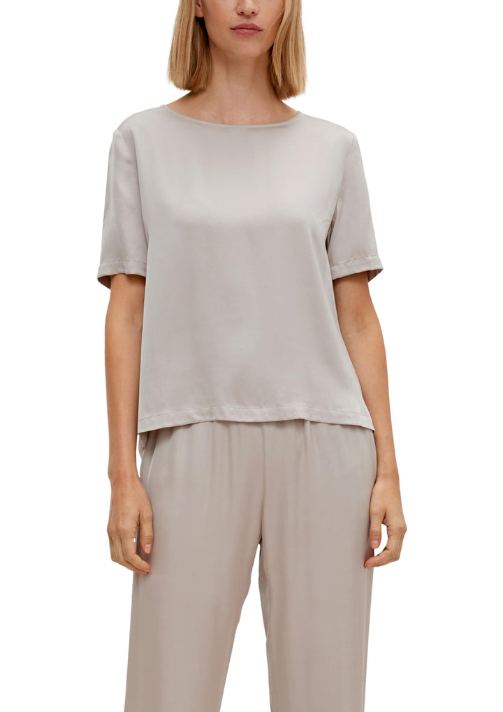 Comma Damen Blusenshirt aus Satin Bluse 34 8026_helles Beige, 34 8026_helles Beige