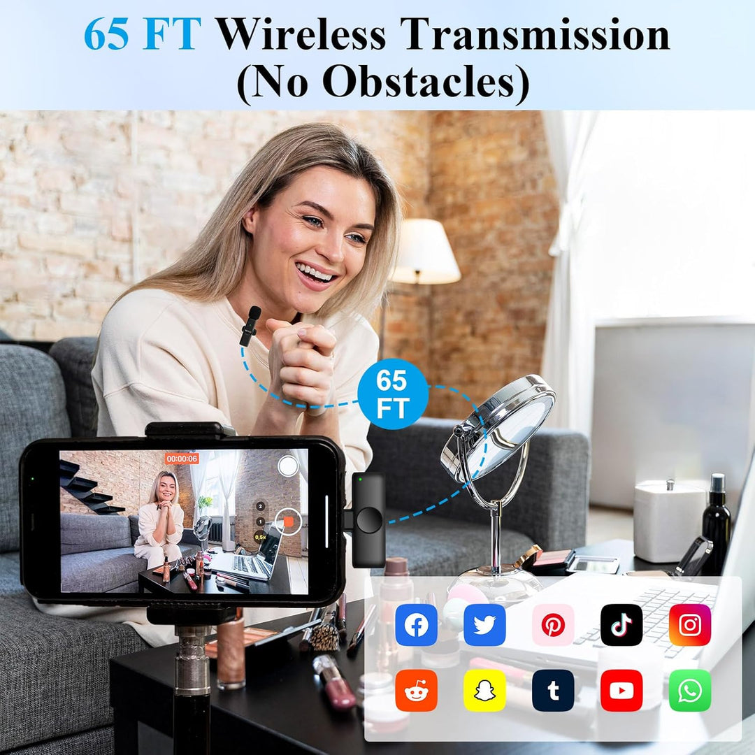Kabelloses Lavalier Mikrofon für iPhone/iPad/Android, Plug-Play Professionelles Lavalier Wireless Mi
