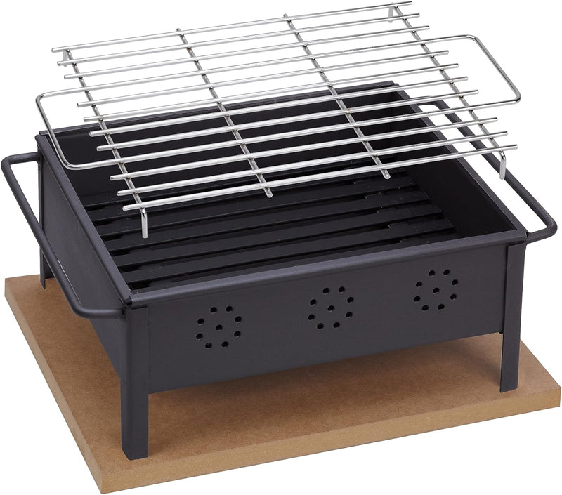 Sauvic 02906-Tischgrill mit Grillrost aus Edelstahl 30 x 25 cm, schwarz