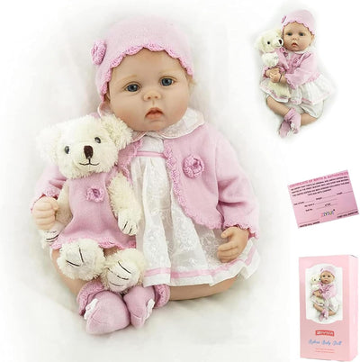 ZIYIUI 22 Zoll 55 cm Lebensecht Reborn Puppe Mädchen Weiche Vinyl Silikon Handgemacht Reborn Babypup