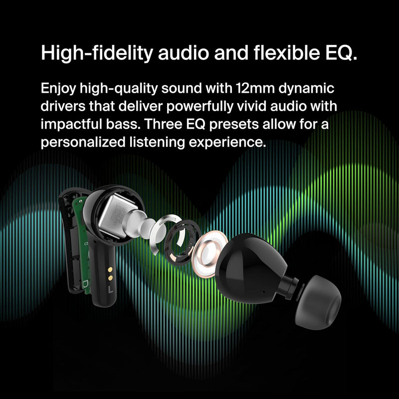 Belkin SoundForm™ Motion True Wireless In-Ear-Kopfhörer, Noise Cancelling, kabelloses Ladecase, 2 Mi