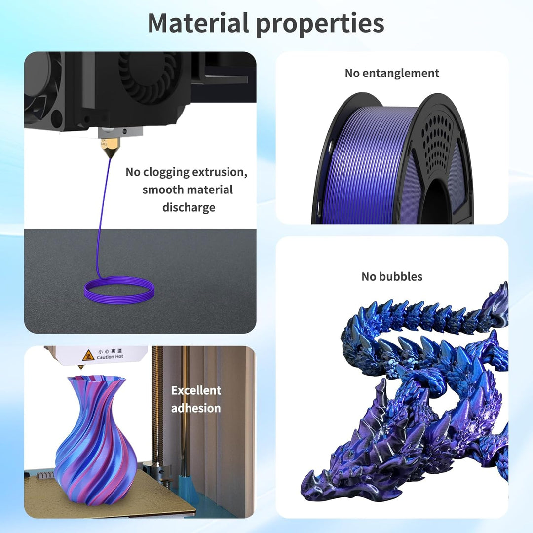 GIANTARM Dual Silk PLA Filament 1.75 mm, 3D Drucker PLA Silk Filament 1 kg/Spule, zweifarbig Rot+Sch