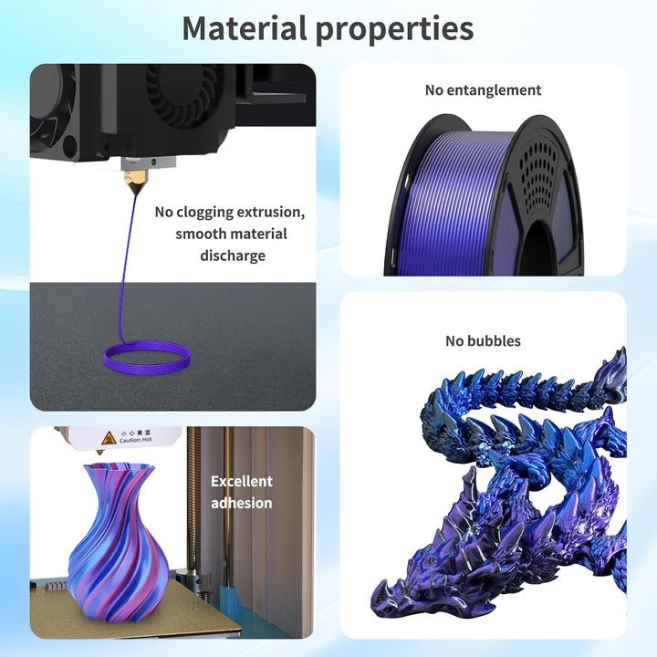 GIANTARM Dual Silk PLA Filament 1.75 mm, 3D Drucker PLA Silk Filament 1 kg/Spule, zweifarbig Rot+Sch