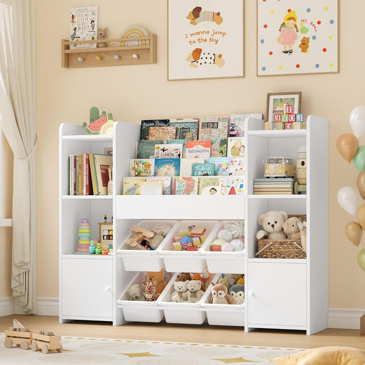 FOREHILL Kinderregal mit Kinderbücherregal Kinderzimmer Möbel aus Holz Bücherregal für Kinder mit Au