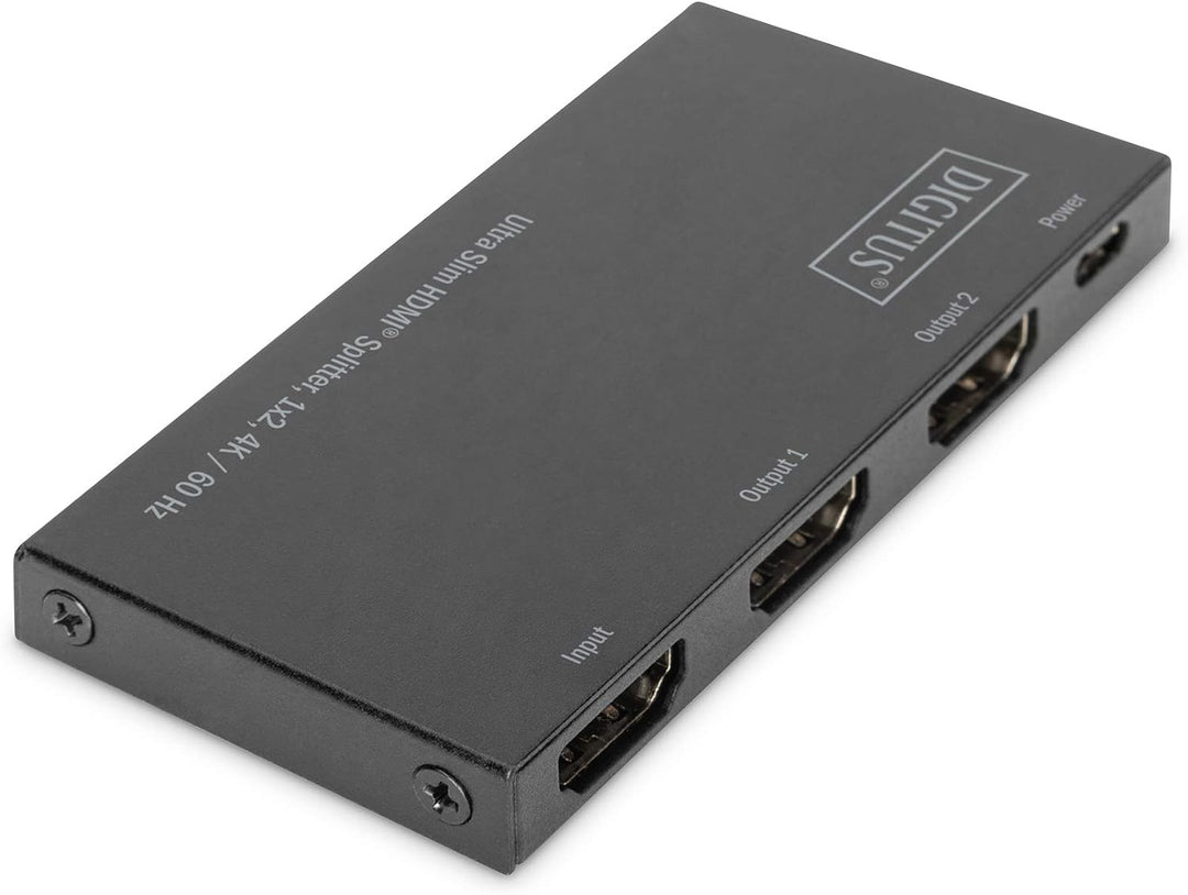 DIGITUS Ultra Slim HDMI Splitter, 1x2, 4K/60Hz HDR, HDCP 2.2, 18 Gbps, Micro USB Power