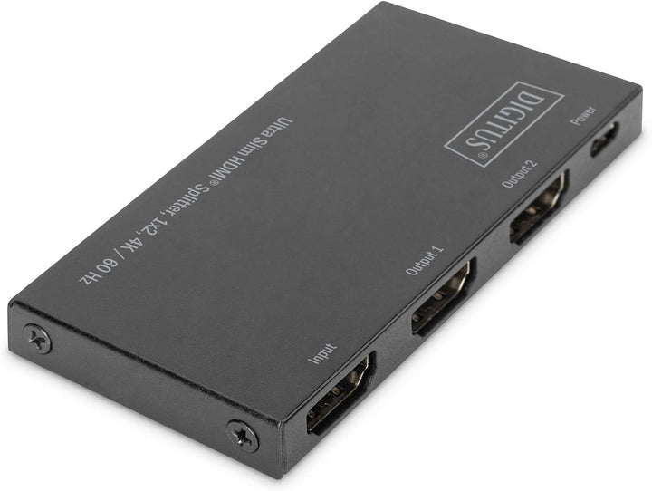 DIGITUS Ultra Slim HDMI Splitter, 1x2, 4K/60Hz HDR, HDCP 2.2, 18 Gbps, Micro USB Power