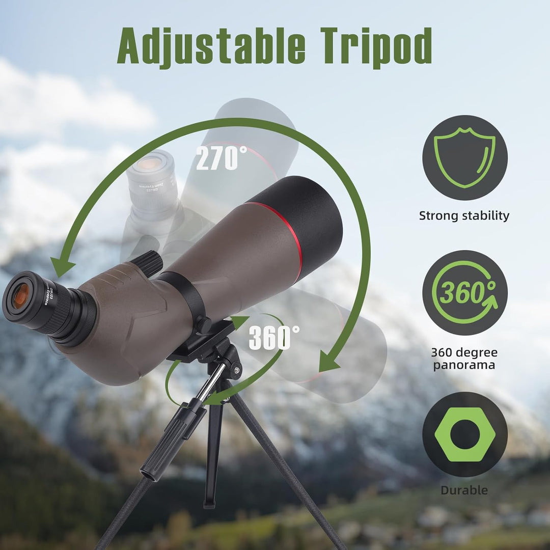HD Spektiv Sportschützen mit Stativ- und Smartphone-Adapter, Zoom Bak4 Prism FMC Lens 45-Grad-abgewi